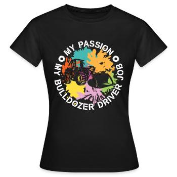 Conducteur de bulldozer Ma passion Mon camion bulldozer - T-shirt Femme - noir - Devant - AI Model Female 172 dark (172cm)