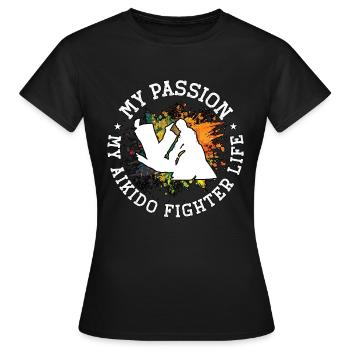 Combattant d’Aïkido Ma Passion Mes Arts Martiaux Japonais - T-shirt Femme - noir - Devant - AI Model Female 172 dark (172cm)
