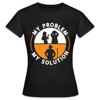Archéologue Mon problème Ma solution Pictogramme Papa - T-shirt Femme - noir - Devant - AI Model Female 172 dark (172cm)