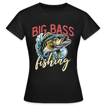 Big Bass Fishing Tournament Lover Bass Fisherman - Women's T-Shirt - black - Front - AI Model Female 172 dark (172cm)