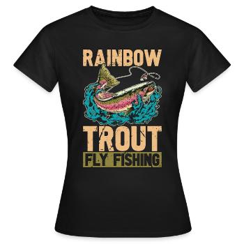 Pêche à la truite Tournoi de pêche à la mouche à la truite arc-en-ciel - T-shirt Femme - noir - Devant - AI Model Female 172 dark (172cm)