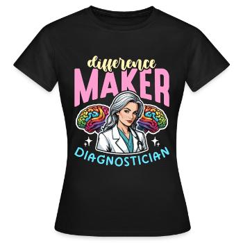 School Psych Difference Maker School Counselor - Women's T-Shirt - black - Front - AI Model Female 172 dark (172cm)