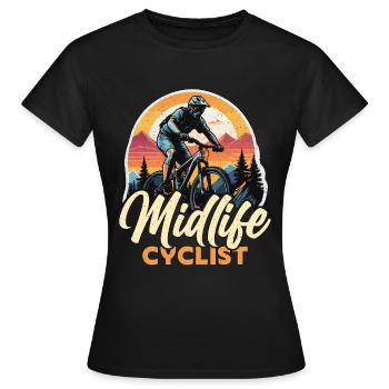 Midlife Cyclist Bike Racer Mountain Biking Cyclist - Frauen T-Shirt - Schwarz - Vorne - AI Model Female 172 dark (172cm)