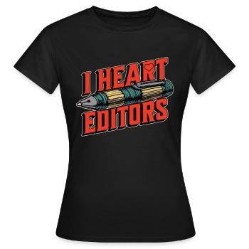 Éditeur de livres I Heart Editors Éditeur Bookworm - T-shirt Femme - noir - Devant - AI Model Female 172 dark (172cm)