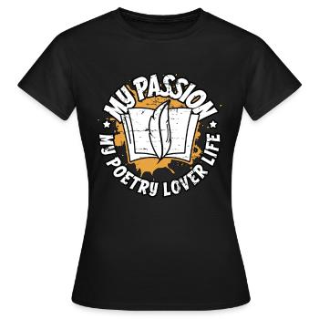 Amoureux de la poésie Ma passion Mon amoureux de la poésie Livresque - T-shirt Femme - noir - Devant - AI Model Female 172 dark (172cm)