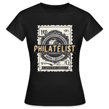 Stamp Collector Philatelist Loves Stamp Collecting - Women's T-Shirt - black - Front - AI Model Female 172 dark (172cm)