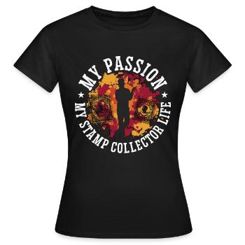 Collectionneur de timbres Ma passion Ma collection de timbres - T-shirt Femme - noir - Devant - AI Model Female 172 dark (172cm)