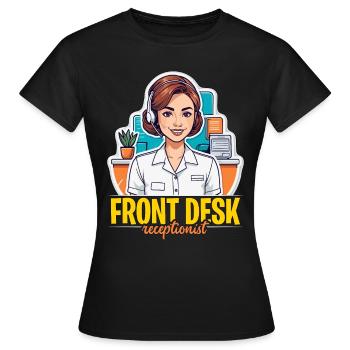 Réceptionniste Réceptionniste Réceptionniste Employé de bureau - T-shirt Femme - noir - Devant - AI Model Female 172 dark (172cm)