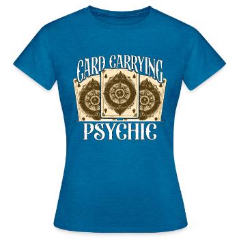 Tarot Reading Card Carrying Psychic Tarot Lover - Frauen T-Shirt - Antikblaues Saphir meliert - Vorne - AI Model Female 172 dark (172cm)