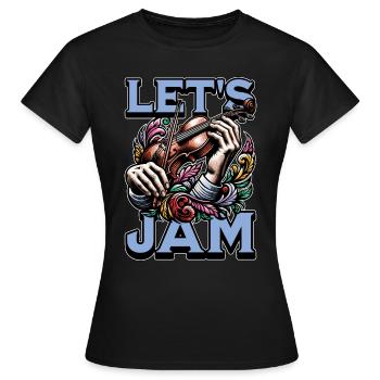 Fiddle Let's Jam String Instrument Fiddle Player - Women's T-Shirt - black - Front - AI Model Female 172 dark (172cm)