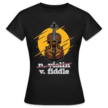 Fiddle String Instrument Enthusiast Fiddle Player - Women's T-Shirt - black - Front - AI Model Female 172 dark (172cm)