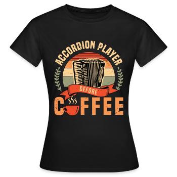 Accordéoniste avant l’amateur de café de musique folklorique - T-shirt Femme - noir - Devant - AI Model Female 172 dark (172cm)