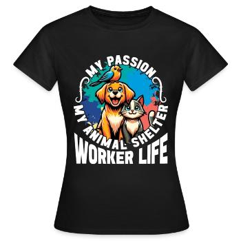 Refuge pour animaux Ma passion Ma maison d’accueil pour animaux - T-shirt Femme - noir - Devant - AI Model Female 172 dark (172cm)