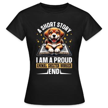 Refuge pour animaux Une courte histoire Je suis vétérinaire - T-shirt Femme - noir - Devant - AI Model Female 172 dark (172cm)