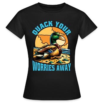 Canard colvert Coin-coin Vos soucis Loin Chasse au canard - T-shirt Femme - noir - Devant - AI Model Female 172 dark (172cm)