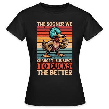 Canard colvert : le plus tôt nous changeons : l’amateur d’oiseaux aquatiques - T-shirt Femme - noir - Devant - AI Model Female 172 dark (172cm)