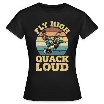 Canard colvert mouche haut coin-coin bruyant rétro oiseau d’eau - T-shirt Femme - noir - Devant - AI Model Female 172 dark (172cm)