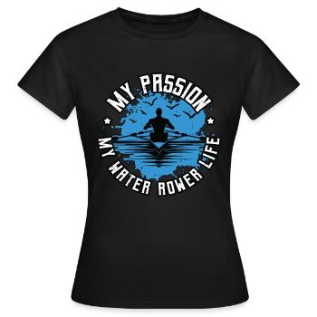 L’aviron aquatique Ma passion Mes sports nautiques Le canoë - T-shirt Femme - noir - Devant - AI Model Female 172 dark (172cm)