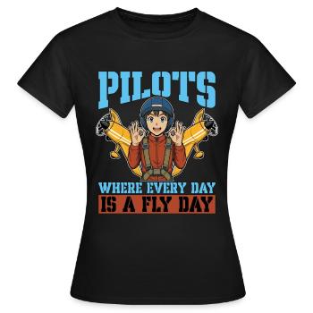Aerobatic Pilots Where Everyday Is Paragliding - Frauen T-Shirt - Schwarz - Vorne - AI Model Female 172 dark (172cm)