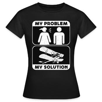 Aerobatic Pilot My Problem My Pictogram Dad Mom - Frauen T-Shirt - Schwarz - Vorne - AI Model Female 172 dark (172cm)