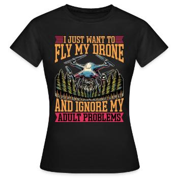 Passionné de drones, je veux juste voler opérateur de drone - T-shirt Femme - noir - Devant - AI Model Female 172 dark (172cm)