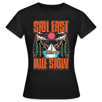 Voile Voile Rapide Live Slow Fisherman Boing - T-shirt Femme - noir - Devant - AI Model Female 172 dark (172cm)