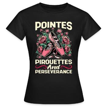 Ballet Pointes Pirouettes And Ballet Music Lover - Women's T-Shirt - black - Front - AI Model Female 172 dark (172cm)