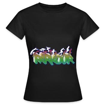 Parkour Freerunning Traceur - T-shirt Femme - noir - Devant - AI Model Female 172 dark (172cm)