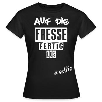 Auf die Fresse - Frauen T-Shirt - Schwarz - Vorne - AI Model Female 172 dark (172cm)