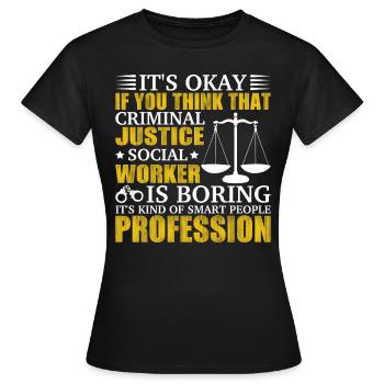 Travailleur social en justice pénale - T-shirt Femme - noir - Devant - AI Model Female 172 dark (172cm)