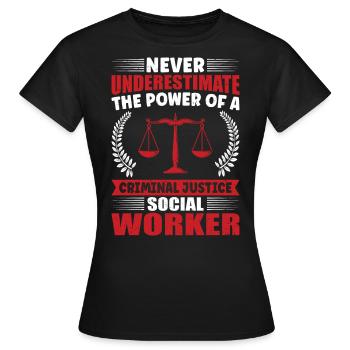 Pouvoir du travailleur social en justice pénale - T-shirt Femme - noir - Devant - AI Model Female 172 dark (172cm)