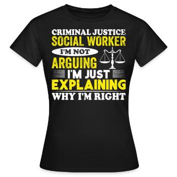 Travailleur social en justice pénale - T-shirt Femme - noir - Devant - AI Model Female 172 dark (172cm)