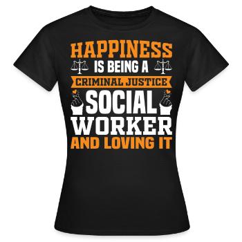 Le bonheur étant justice Travailleur social - T-shirt Femme - noir - Devant - AI Model Female 172 dark (172cm)