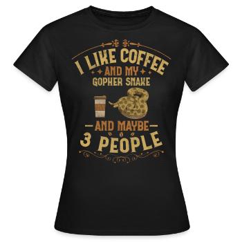 Coffee And My Gopher Snake And Maybe 3 People Boa - Women's T-Shirt - black - Front - AI Model Female 172 dark (172cm)