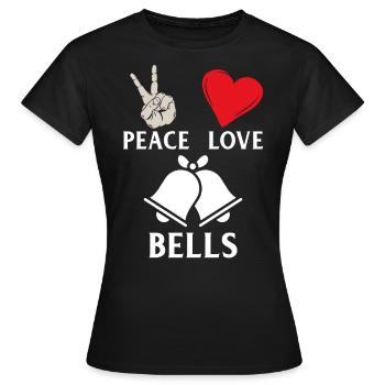 Peace Love Bells Music Bells Players - Frauen T-Shirt - Schwarz - Vorne - AI Model Female 172 dark (172cm)