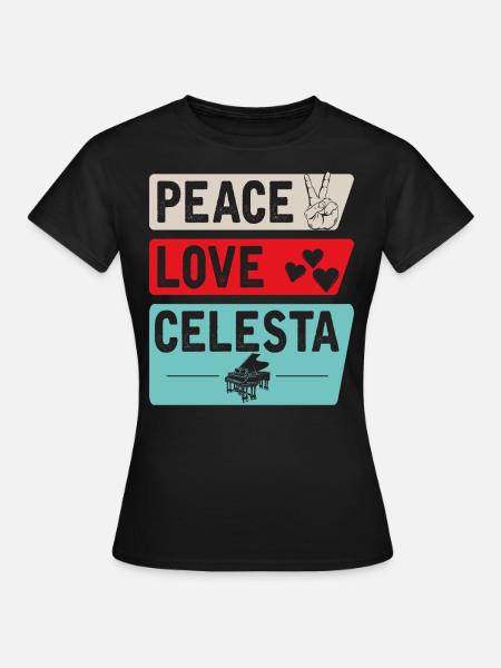 Peace Love Celesta Musical Instrument - Frauen T-Shirt - Schwarz