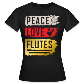 Peace Love Flutes Falutist Flute Players - Frauen T-Shirt - Schwarz - Vorne - AI Model Female 172 dark (172cm)