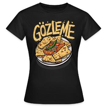 Gözleme Turkish Stuffed Food Cuisine - Frauen T-Shirt - Schwarz - Vorne - AI Model Female 172 dark (172cm)