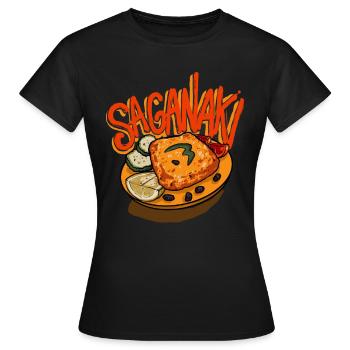 Saganaki Greek Cuisine Food Lovers - Frauen T-Shirt - Schwarz - Vorne - AI Model Female 172 dark (172cm)