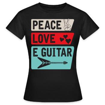 Peace Love E Guitar Music Instrument - Women's T-Shirt - black - Front - AI Model Female 172 dark (172cm)