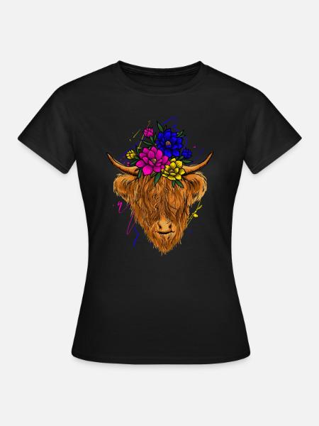 Scottish Highland Cow Cattle Cow Whisperer Farming - Dame-T-shirt - sort