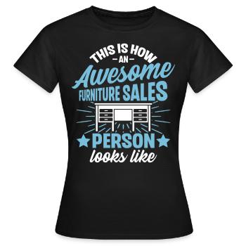 Vendeur de meubles Vendeur Vendeur Emploi - T-shirt Femme - noir - Devant - AI Model Female 172 dark (172cm)