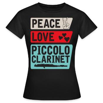 Peace Love Piccolo Clarinet Instrument - Frauen T-Shirt - Schwarz - Vorne - AI Model Female 172 dark (172cm)