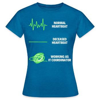 IT CoordinatorWorker IT Computer - Frauen T-Shirt - Antikblaues Saphir meliert - Vorne - AI Model Female 172 dark (172cm)