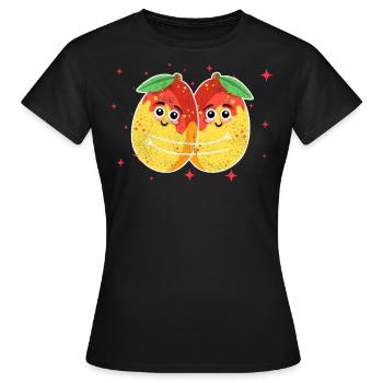Mignon Couple D’abricot Étreindre Abricot Fruits Amateurs - T-shirt Femme - noir - Devant - AI Model Female 172 dark (172cm)