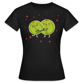 Mignon Couple Amla Étreindre Amla Fruits Lovers - T-shirt Femme - noir - Devant - AI Model Female 172 dark (172cm)