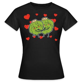 Choux de Bruxelles Couple Étreindre Choux De Bruxelles - T-shirt Femme - noir - Devant - AI Model Female 172 dark (172cm)