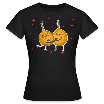 Mignon Couple Granadilla Étreindre Fruit De Granadilla - T-shirt Femme - noir - Devant - AI Model Female 172 dark (172cm)