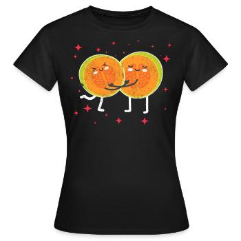 Mignon melon cantaloup couple étreindre les amateurs de melon - T-shirt Femme - noir - Devant - AI Model Female 172 dark (172cm)