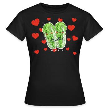 Mignon Napa Chou Couple Étreindre Fruits Amateurs - T-shirt Femme - noir - Devant - AI Model Female 172 dark (172cm)